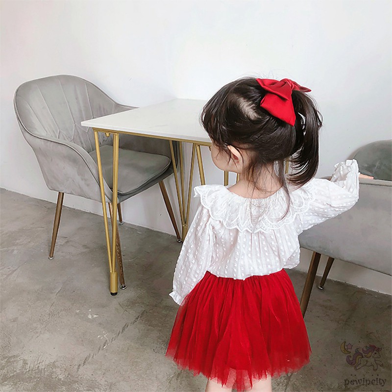 Áo sơ mi dai tay phối ren phong cách Hàn Quốc thời trang xinh xắn cho bé gái