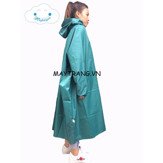 Áo mưa vải dù cao cấp không xẻ tà (áo mưa bít vải dù) - MÀU XANH LÁ