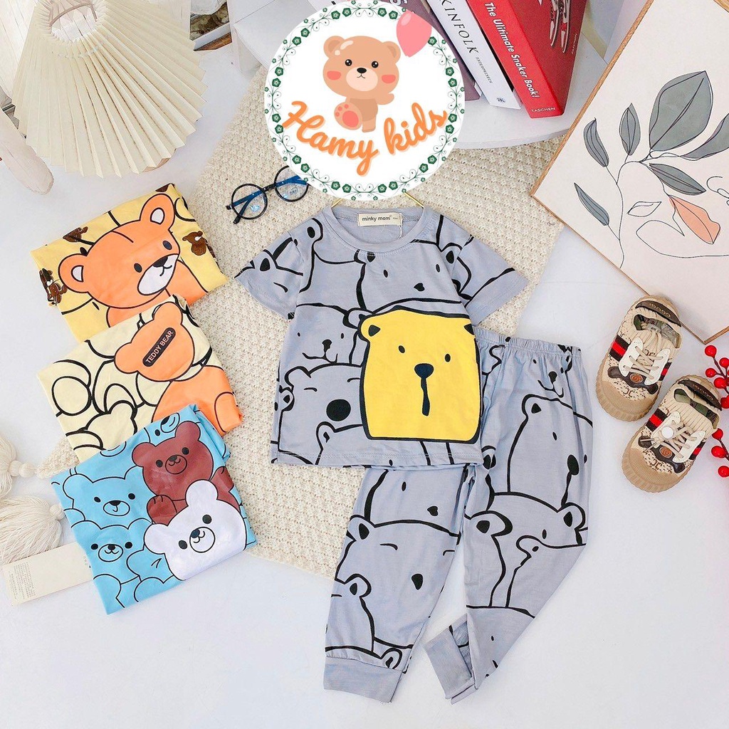 Đồ Bộ MINKY MOM Chính Hãng Tay Cộc Quần Dài Vải Thun Lạnh Bo Chân Cho Bé Trai Bé Gái Từ 0-5 Tuổi Dưới 20kg - Hamykids