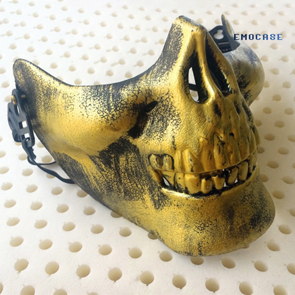 Mặt Nạ Nửa Mặt Hóa Trang Halloween Hình Đầu Lâu Kinh Dị