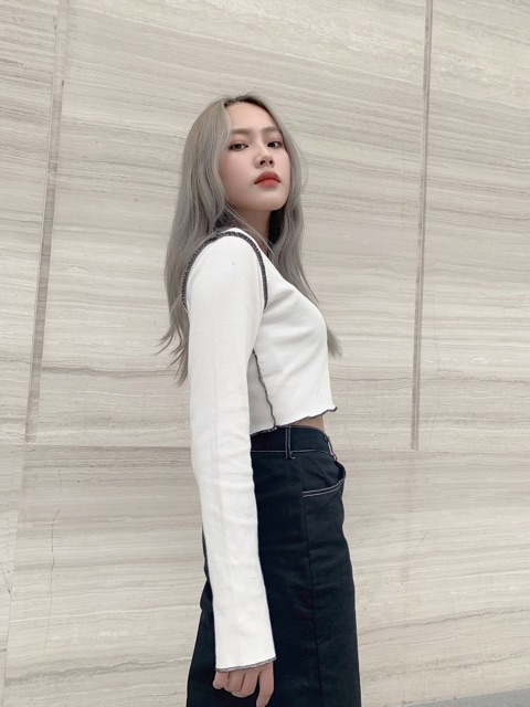 [Mã WASTUP giảm 10% tối đa 30K đơn 99K] Áo Croptop dài tay chỉ nổi | BigBuy360 - bigbuy360.vn