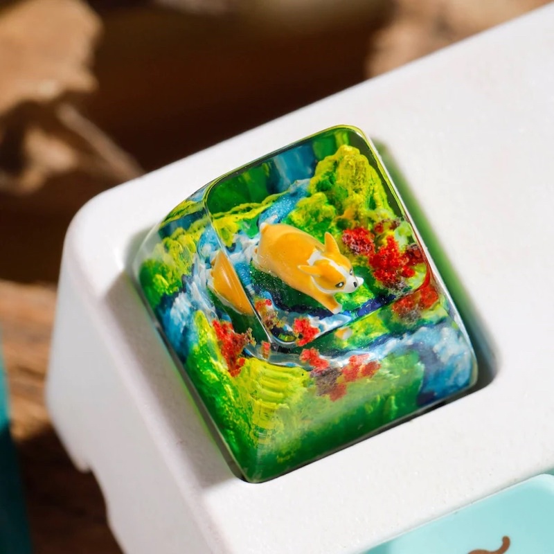 Nút bàn phím cơ Chó Corgi.Keycap resin Corgi.Keycap Artisan