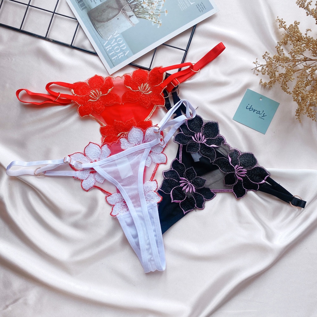 Quần Lót Ren Lọt Khe cạp thấp sexy lưới Xuyên Thấu Thêu Hoa, đồ lót nữ gợi cảm dễ thương IBRA'S STORE i115