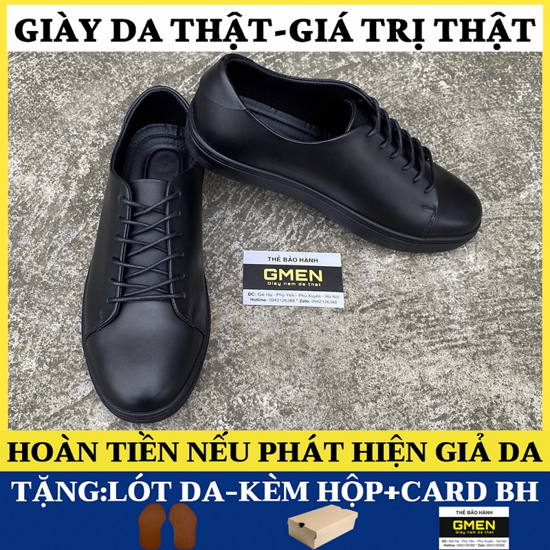 Giày da nam buộc dây chất liệu da thật nguyên tấm bảo hành 1 năm GM0116