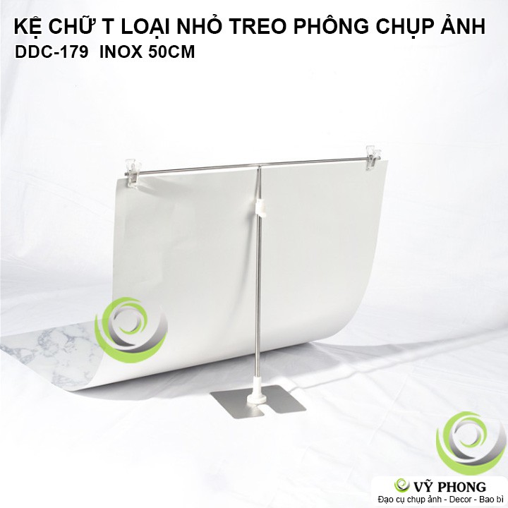 GIÁ ĐỠ CHỮ T INOX 50CM LOẠI NHỎ KỆ TREO PHÔNG NỀN CHỤP ẢNH SẢN PHẨM INS DDC-179