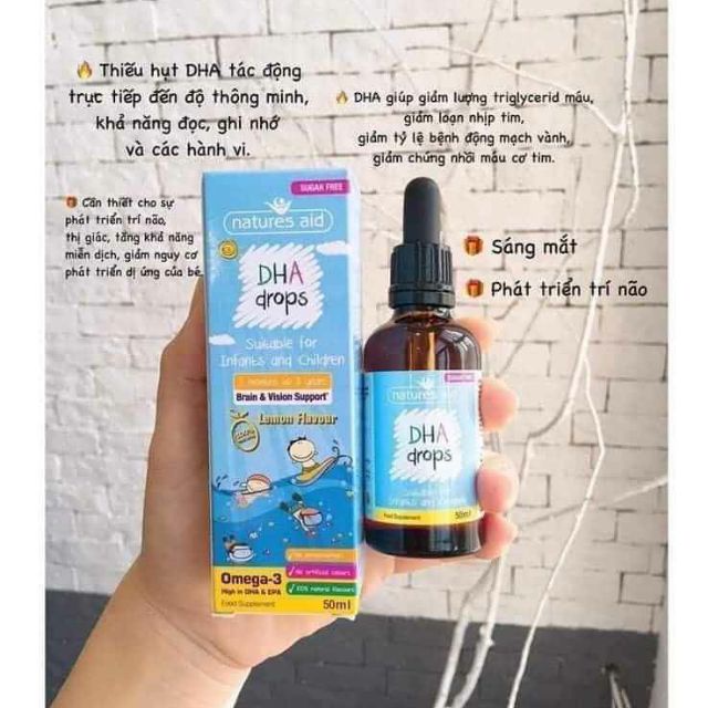 Natures Aid Dha Drops 50ml Dạng Giọt Cho Bé Từ 3 Tháng Đến 5 Tuổi