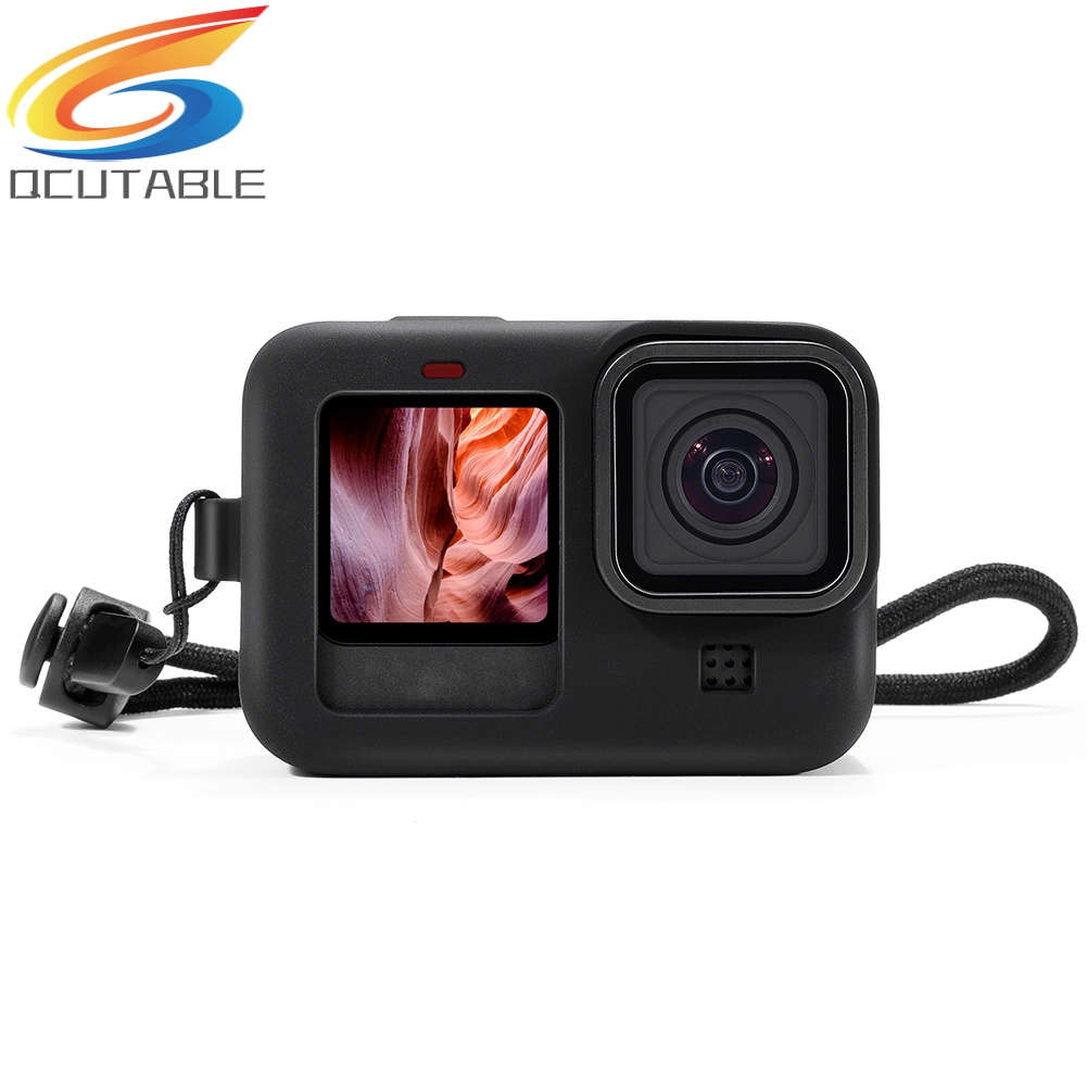 Vỏ silicone bảo vệ kèm nắp ống kính và dây đeo cho GoPro Hero 9