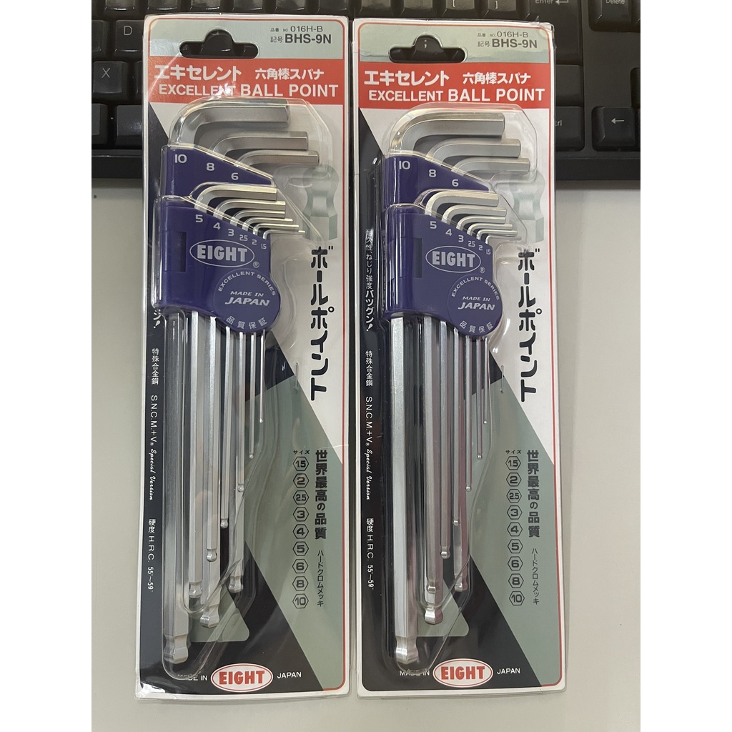 Bộ Chìa Lục Giác BHS-9N EIGHT JAPAN 1 bộ 9 cái, hàng Nhật chính hãng, BHS-9N EIGHT JAPAN HEX KEY WRENCH