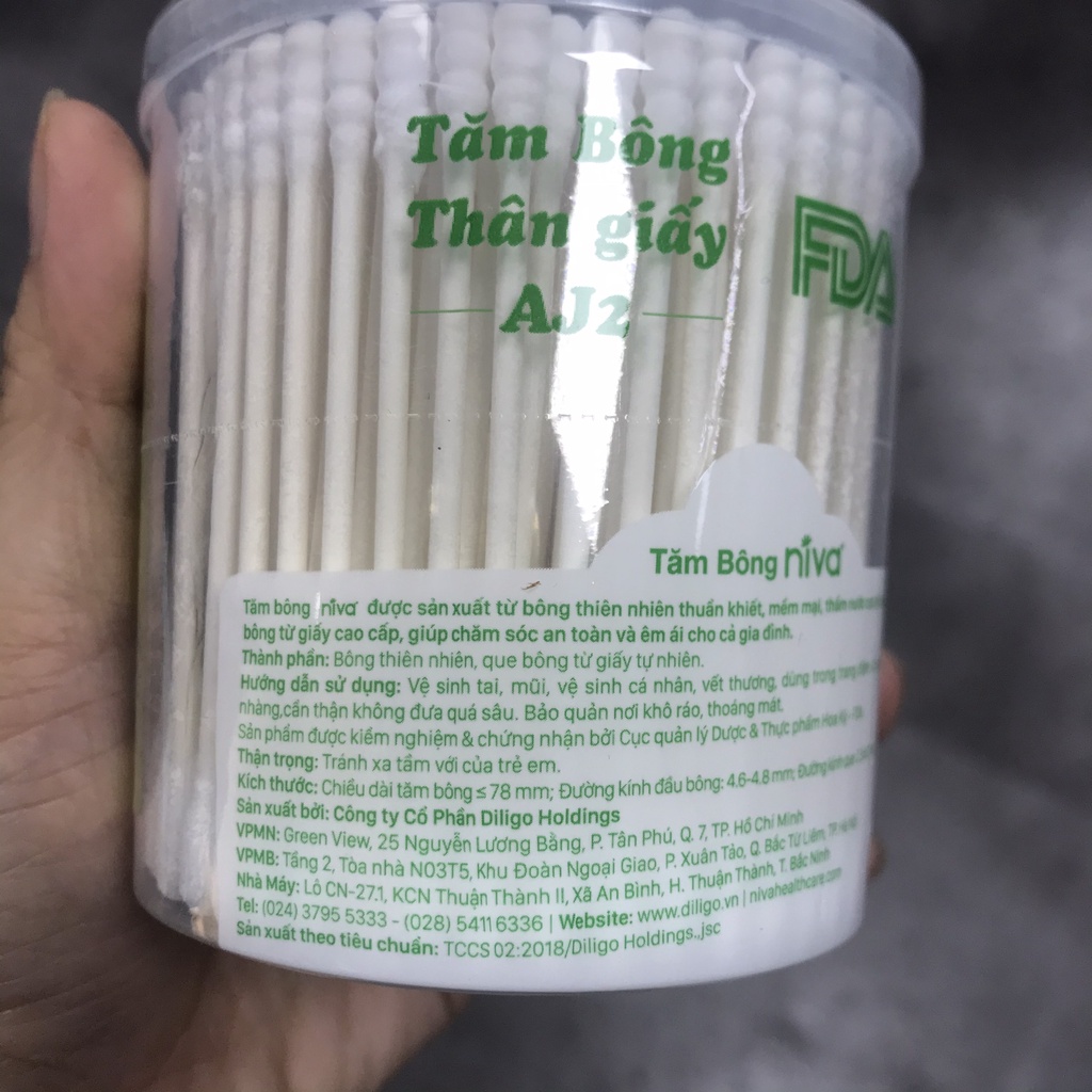 Tăm Bông Ngoáy Tai LIPZO Niva Cotton Buds AJ2 -  Tăm bông ráy tai 200 que /hộp