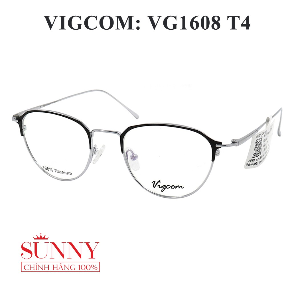 Gọng kính thời trang Vigcom VG1608 kim loại chính hãng, thiết kế dễ đeo bảo vệ mắt