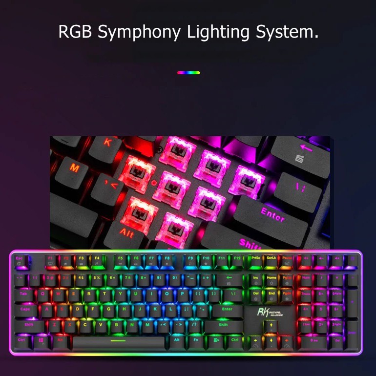 Bàn Phím Cơ Royal Kludge RK918 RGB LED siêu đẹp-Viền RGB, Blue/ Red/ Brown Switch
