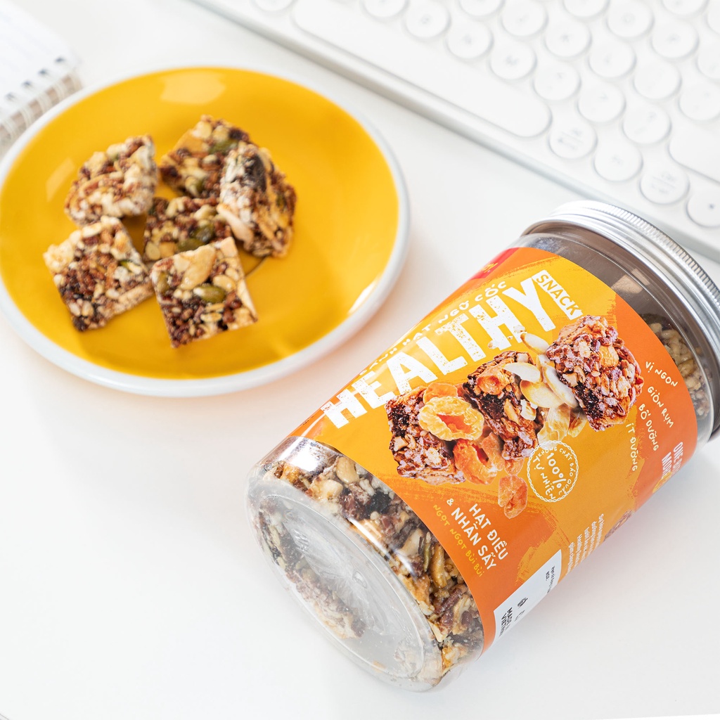 Bánh hạt ngũ cốc Healthy Snack - Thanh snack ăn vặt vị ngon giòn rụm bổ dưỡng ít đường (hũ 200g)