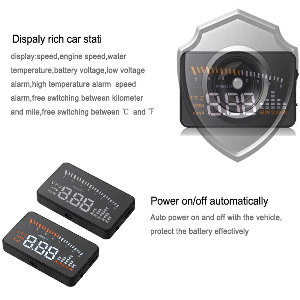 Car HUD X5 Universal 3.5 inch OBD2 Interface Head Up Display Digital Car GPS