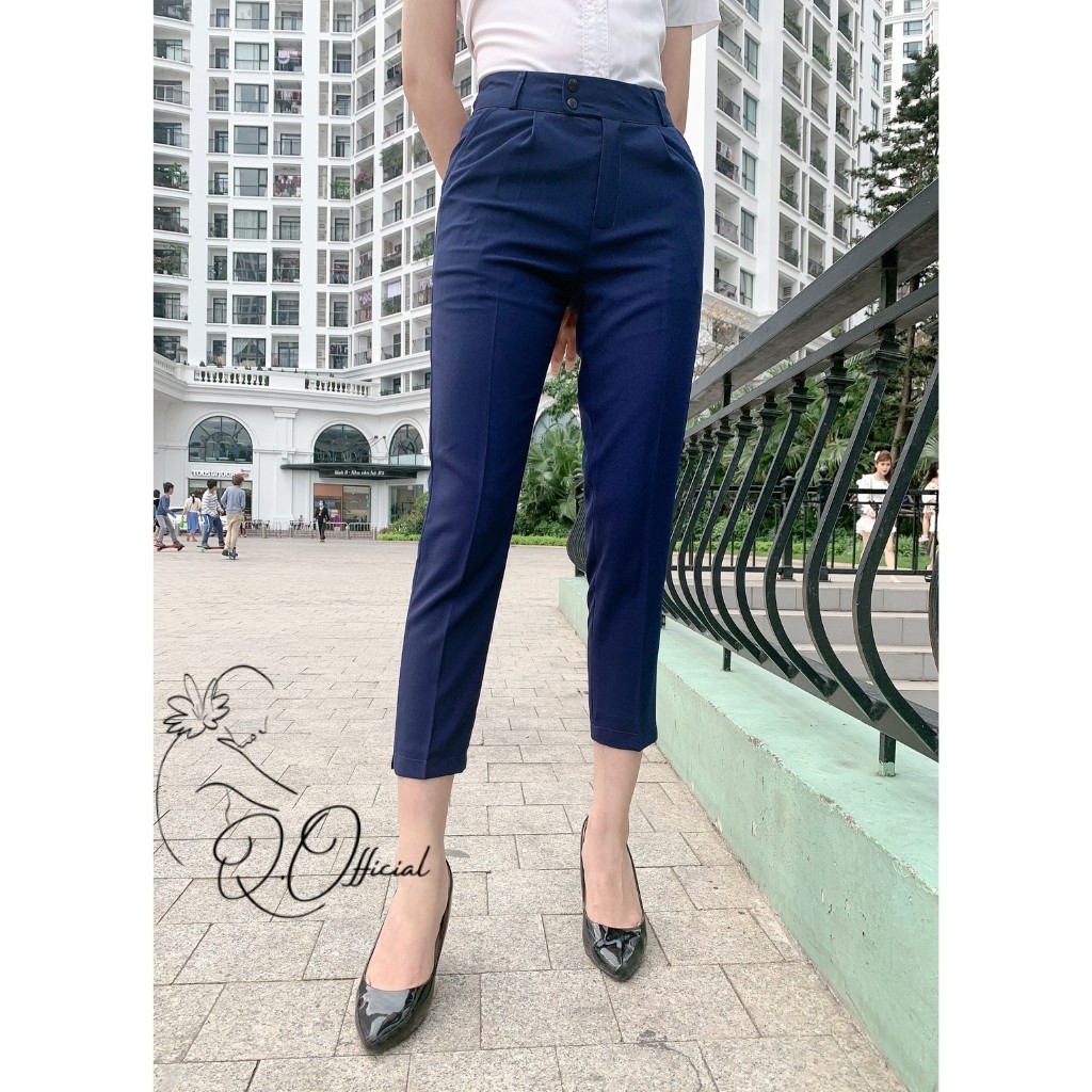 Quần Baggy Nữ Quần Tây Công Sở Dáng Lửng Cạp Cao 2 Cúc Lệch Cao Cấp | BigBuy360 - bigbuy360.vn