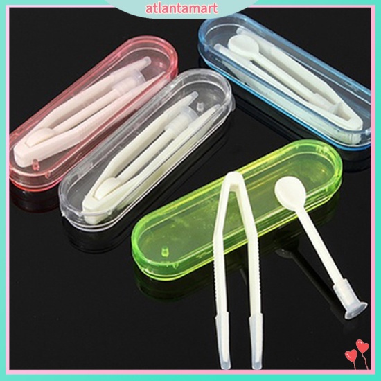 (Hàng Mới Về) Bộ Dụng Cụ Vệ Sinh Kính Áp Tròng + Nhíp Đầu Mềm + Hộp Đựng