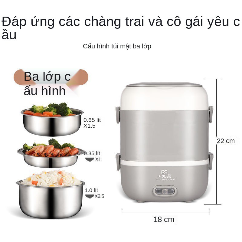 Hộp hâm nóng cơm giữ nhiệt, nóng, hấp điện, tự có thể cắm nhân viên văn phòng, mang theo đựng gạo