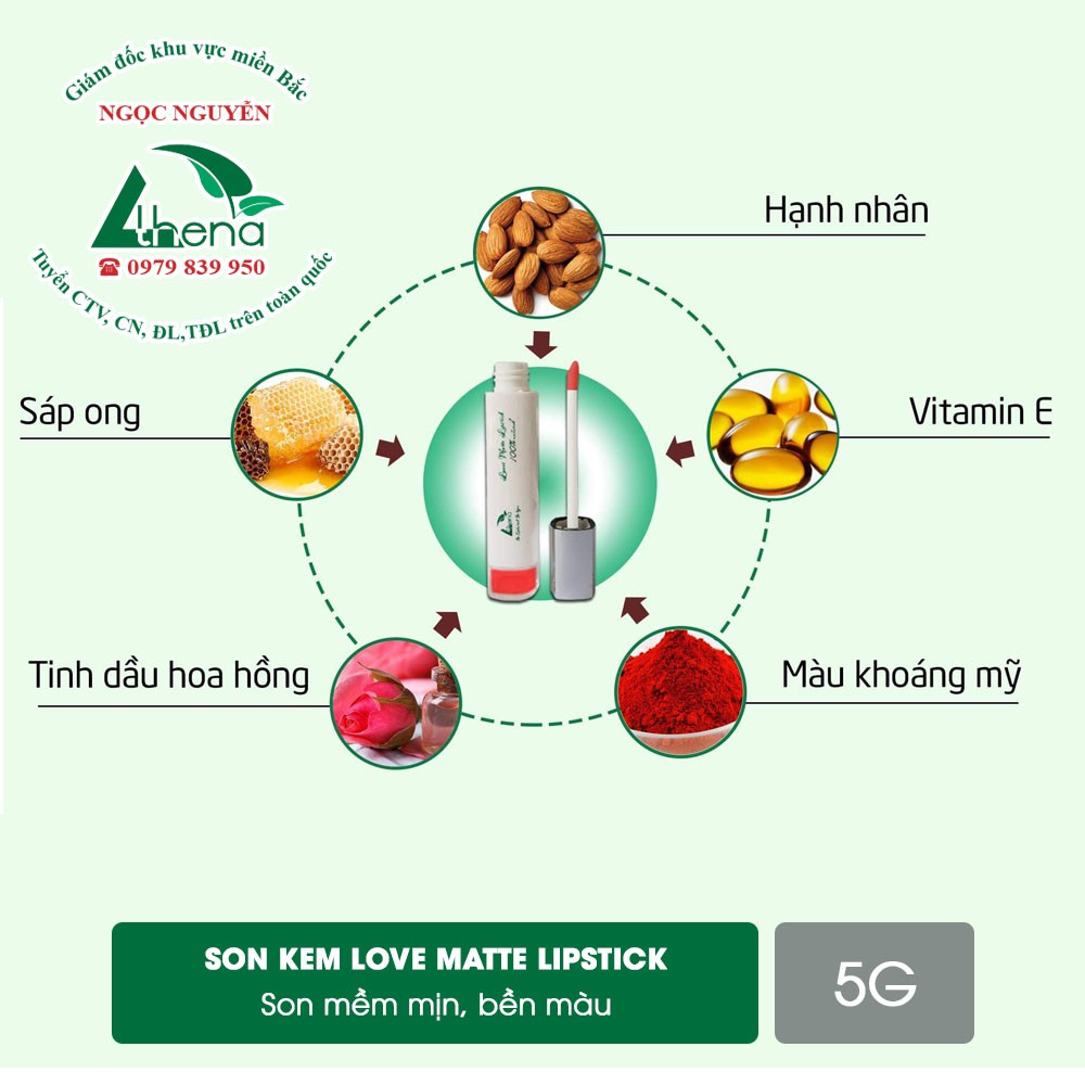 Son Kem Love MATTE LIPSTICK Athena, Son Mềm Mịn Bền Màu 5g | BigBuy360 - bigbuy360.vn