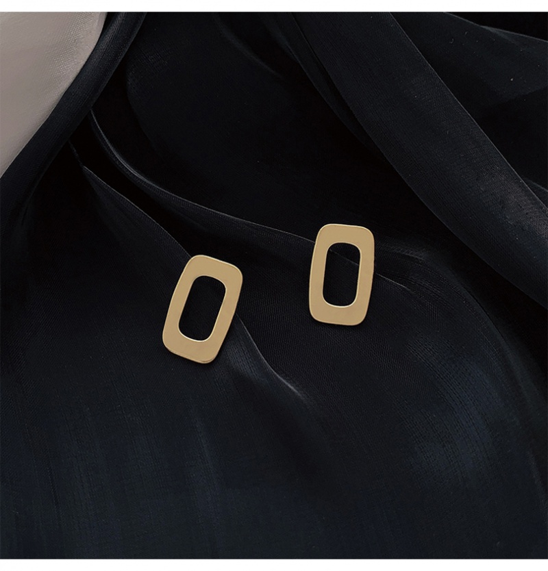 Bông Tai Kim Bạc Hình Vuông Phong Cách Retro Cho Nữ