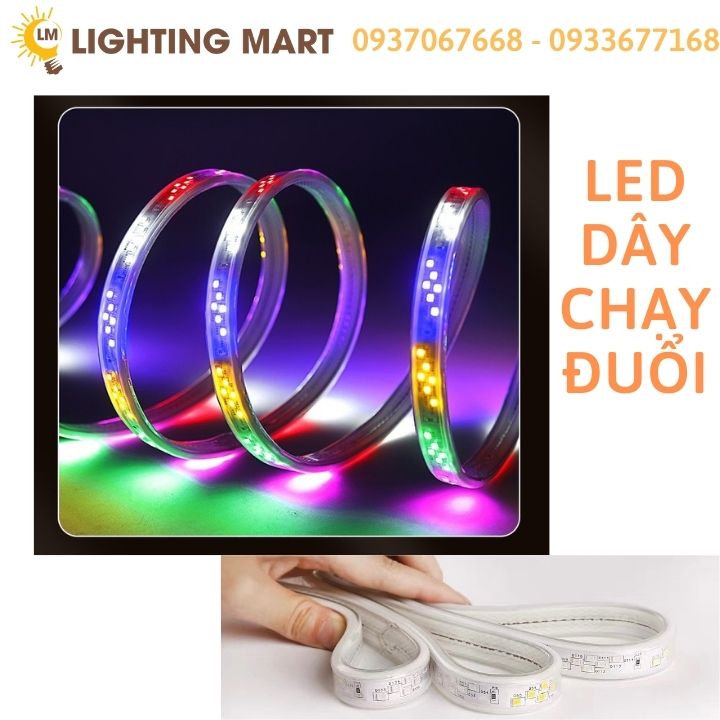 Dây Led hiệu ứng chạy đuổi 3 hàng led 220V   - dây led trang trí ngoài trời