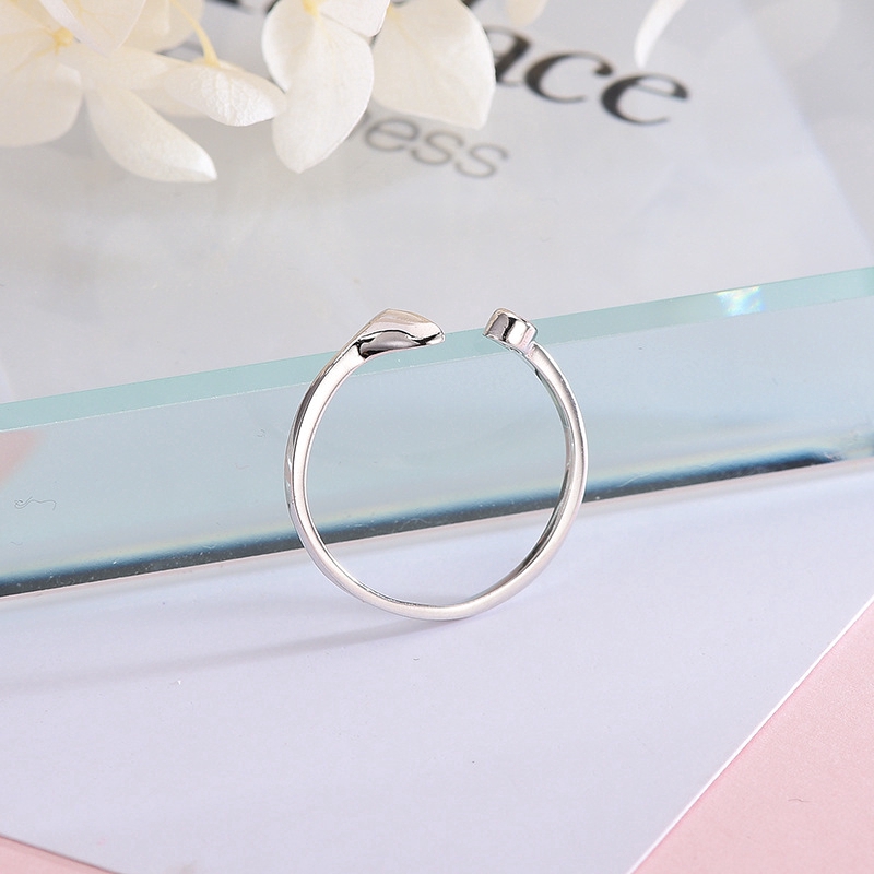 JOJO COCO Nhẫn bạc Zircon hình đuôi cá điều chỉnh được thời trang cho nữ