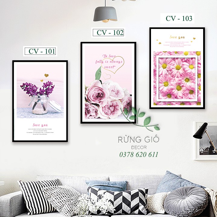 Khung tranh canvas hình hoa hiện đại cỡ 30x45 ( tranh kèm khung y hình ), Giá bán 1 tranh | BigBuy360 - bigbuy360.vn