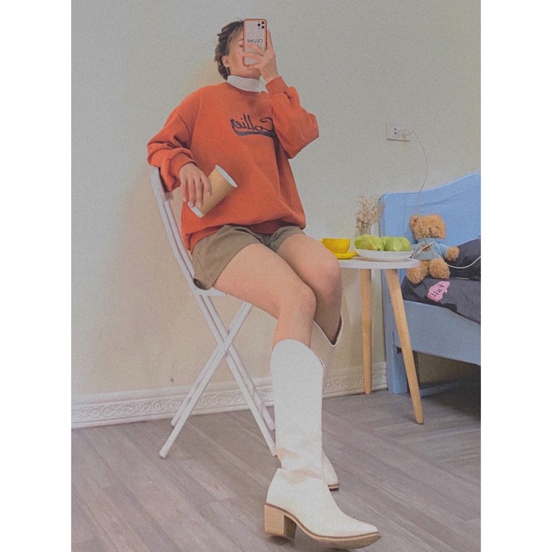 Áo sweater chất dạ lót lông mềm mịn siêu ấm ( vid cận chất ở cuối )