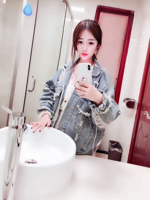 Khoác jean rách quảng châu kèm hình thật