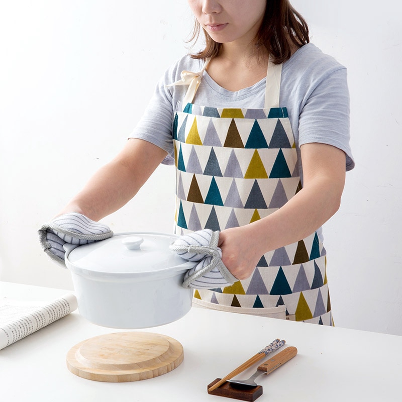 Tạp dề nấu ăn vải lanh dễ dàng điều chỉnh