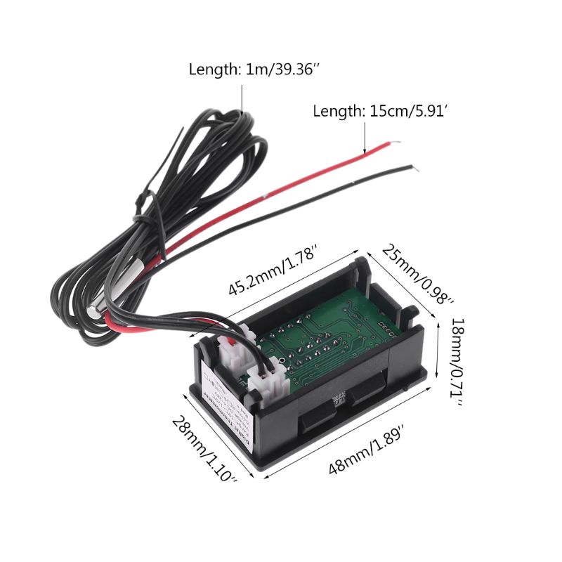 Đồng hồ đo nhiệt độ và điện áp trong xe hơi màn hình LED 12V/24V