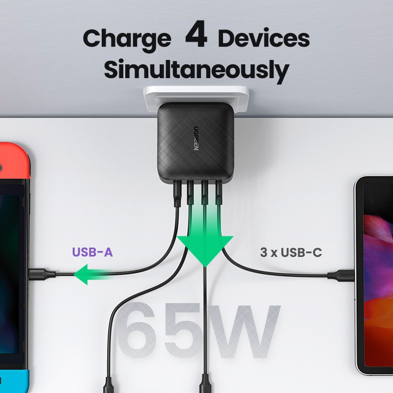 Bộ sạc nhanh UGREEN 65w PD USB 3.0 chất lượng cao thích hợp cho SamsungXiaomi pad 5 mcabook