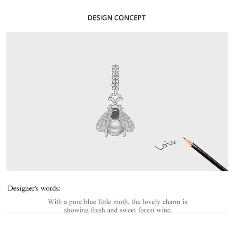 Hạt charm Bamoer SCC1479 làm từ bạc 925 hình con chuồn chuồn đính ngọc trai làm vòng tay DIY thời trang