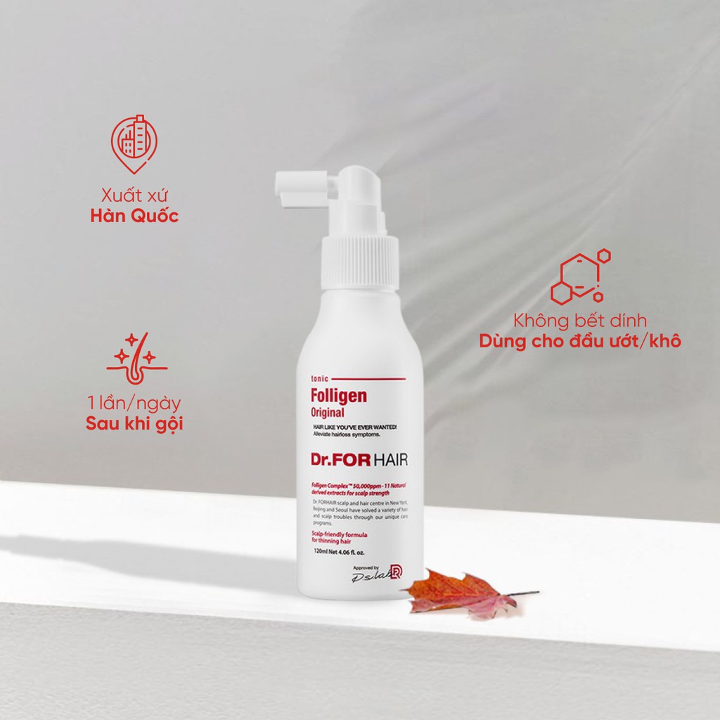 Xịt dưỡng tóc bảo vệ tóc khỏi nhiệt giảm gãy rụng tinh chất dưỡng tóc mềm mượt Dr.FORHAIR Folligen Tonic