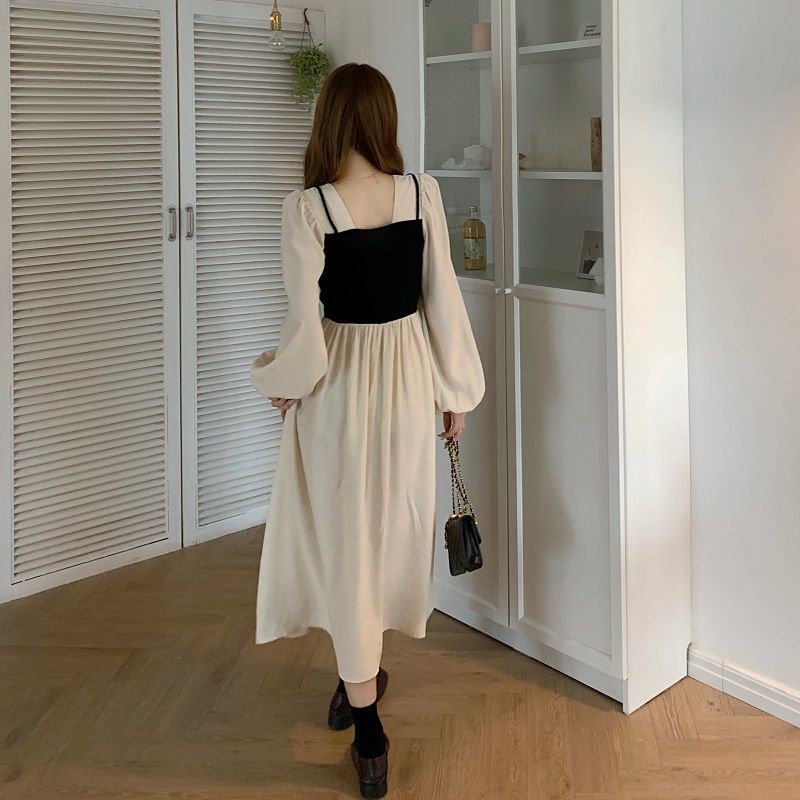 Đầm midi cổ vuông thiết kế mới thời trang Hàn Quốc