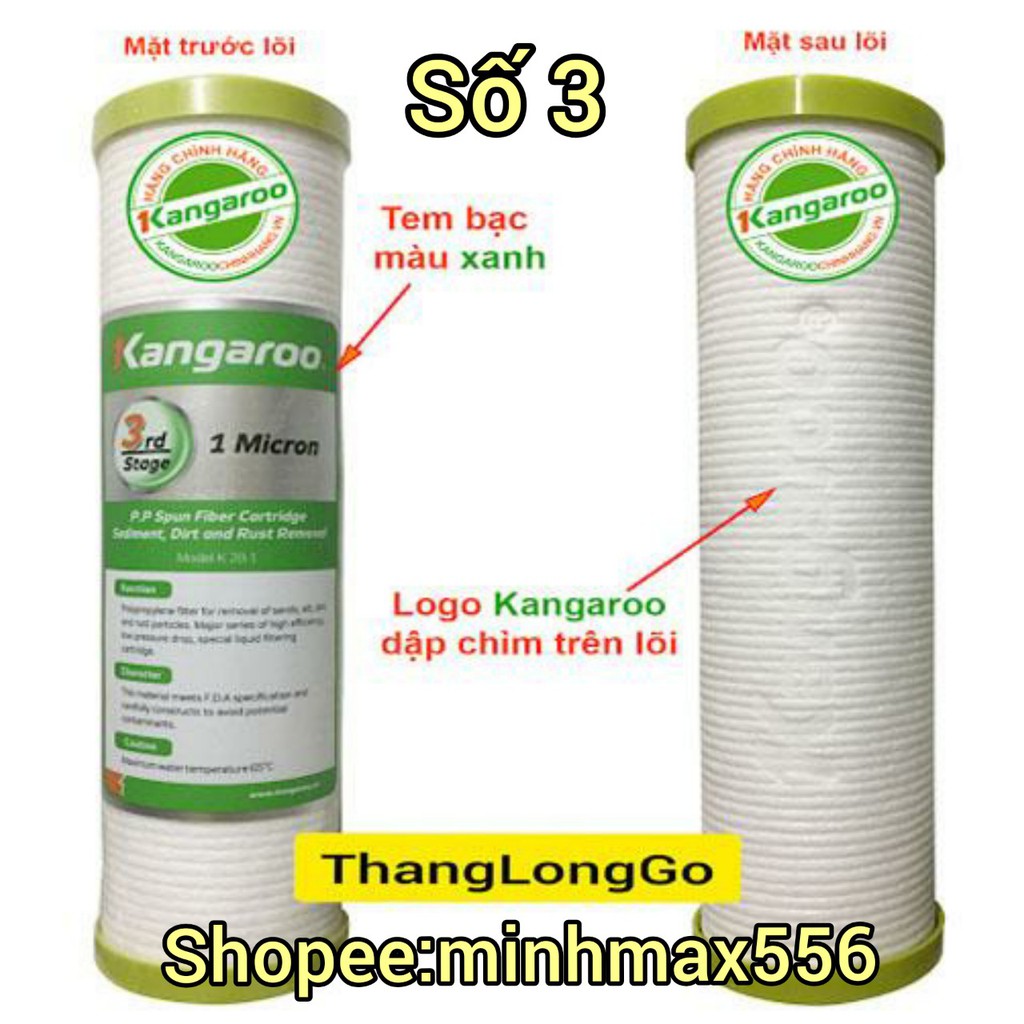 COMBO  04 LÕI LỌC KANGAROO | Gồm 02 số 1- 01 số 2 - 01 số 3