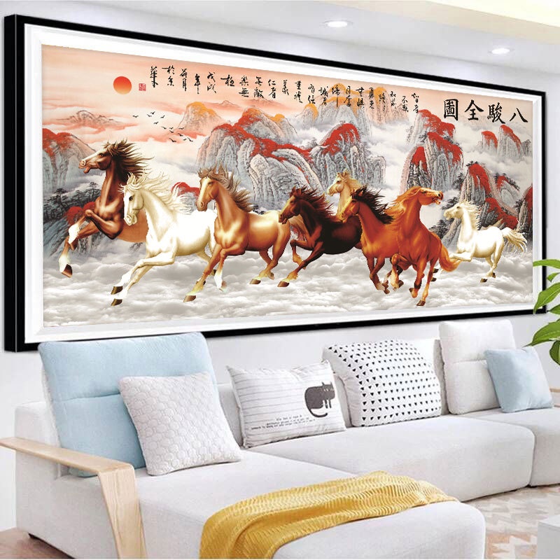 Tranh thêu chữ thập chỉ lụa mã đáo thành công 988