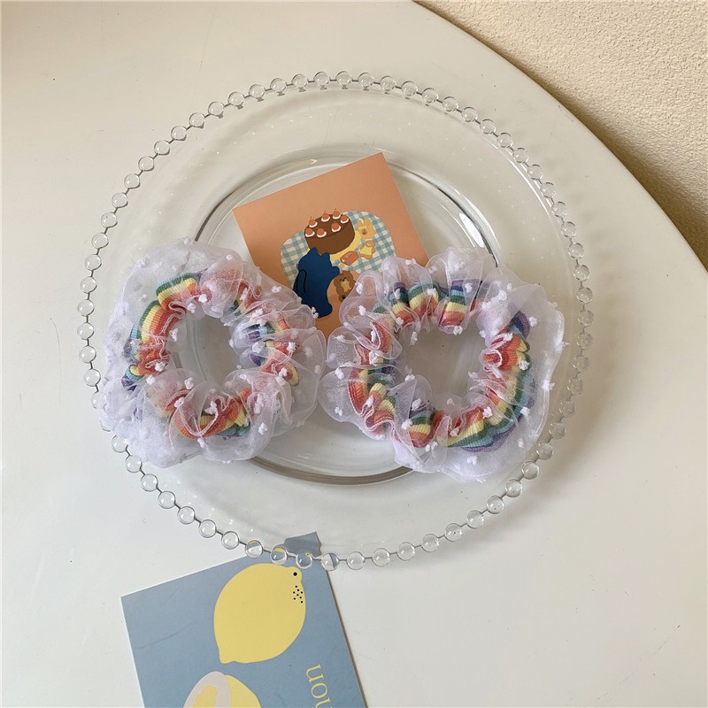 Dây cột tóc vải Scrunchies sắc Cầu vòng CT36