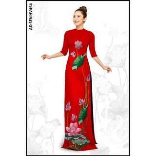 ÁO DÀI SEN CỔ TRÒN TAY LỞ