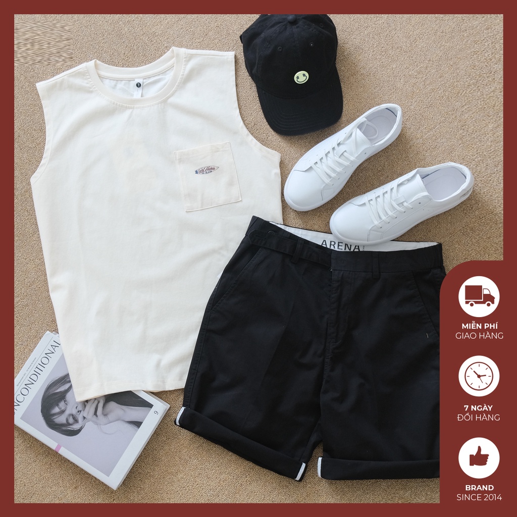 Áo tanktop nam nữ unisex form rộng Độc menswear phối túi thiết kế hình thêu thể thao- ATT180