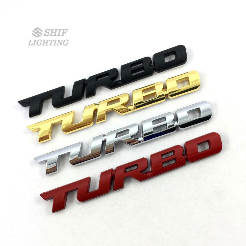 Logo " turbo " bằng kim loại dán trang trí xe hơi