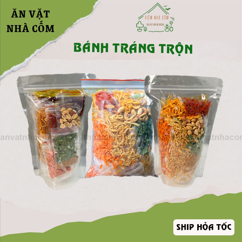 Bánh tráng trộn thập cẩm nhiều topping, bánh tráng tự trộn kèm quất - Ăn vặt nhà Cốm