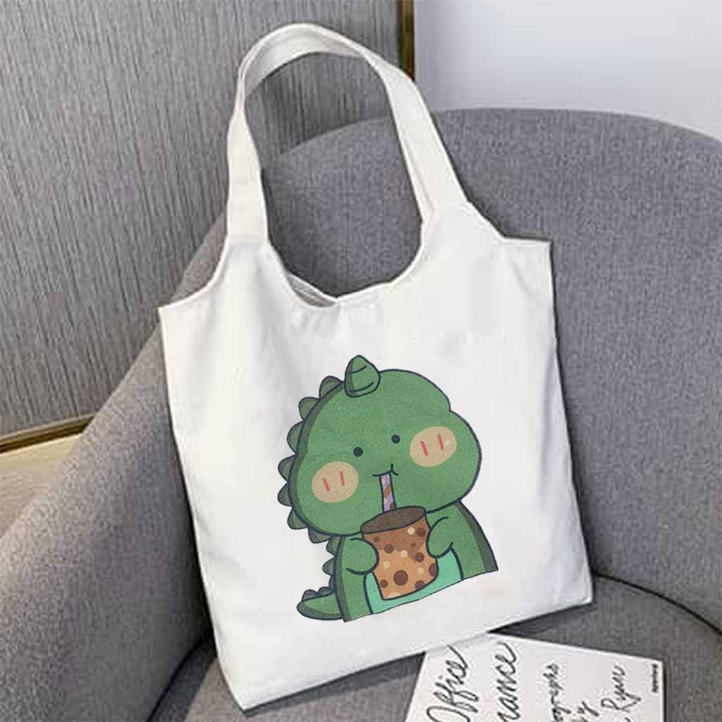 Túi Tote 💖FREESHIP💖 Vải Canvas Nữ Hàn Quốc Giá Rẻ Khủng Long Ta tua Túi Tote Đi Học C1040