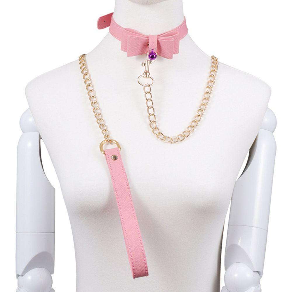 LILYES Vòng Cổ Choker Bằng Da PU Phối Dây Xích Kim Loại Dài Phong Cách Lolita Quyến Rũ Cho Nữ