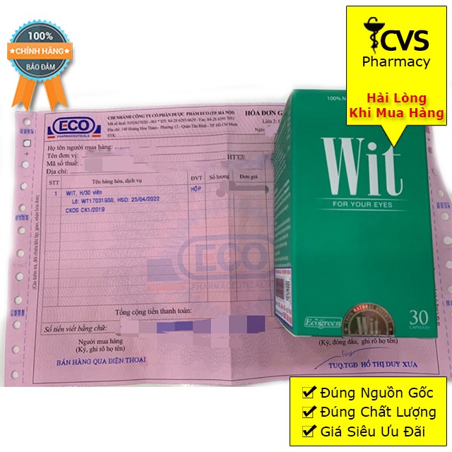 WIT - Viên Uống Bổ Mắt Tăng Cường Thi Lực (30 Viên)