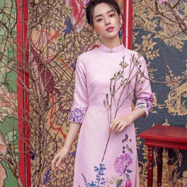 ÁO DÀI CÁCH TÂN GẤM VÂN ÉP HỒNG HOA CAO CẤP LOẠI 1 ⚡️FREESHIP⚡️ CÓ ẢNH THẬT