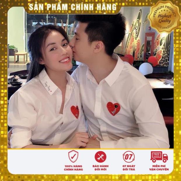 💥 Set 2 Áo sơ mi đôi nam nữ hình trái tim đẹp dành cho các cặp đôi hot nhất hiện nay