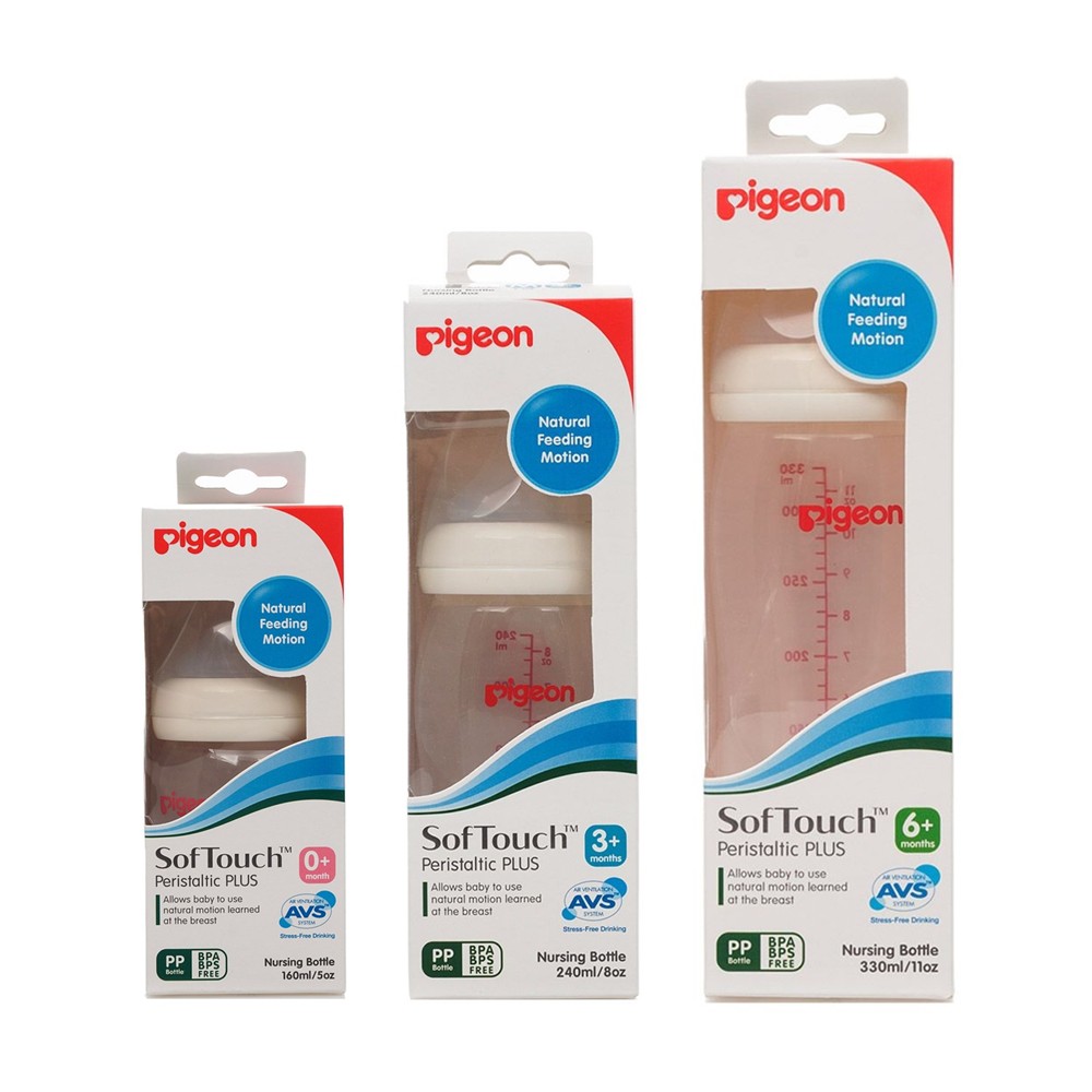 [ĐỦ SIZE] Bình Sữa Pigeon Cổ Rộng PP Plus 160ML/260ML/330ML