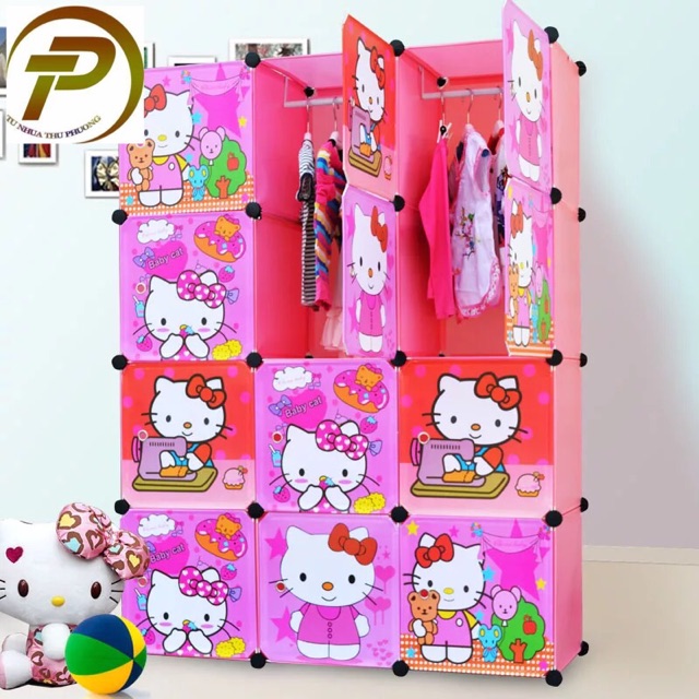FREESHIP 99K TOÀN QUỐC_Tủ quần áo lắp ghép 12 ô Size sâu 47cm. Tặng kèm 2 treo đồ.
