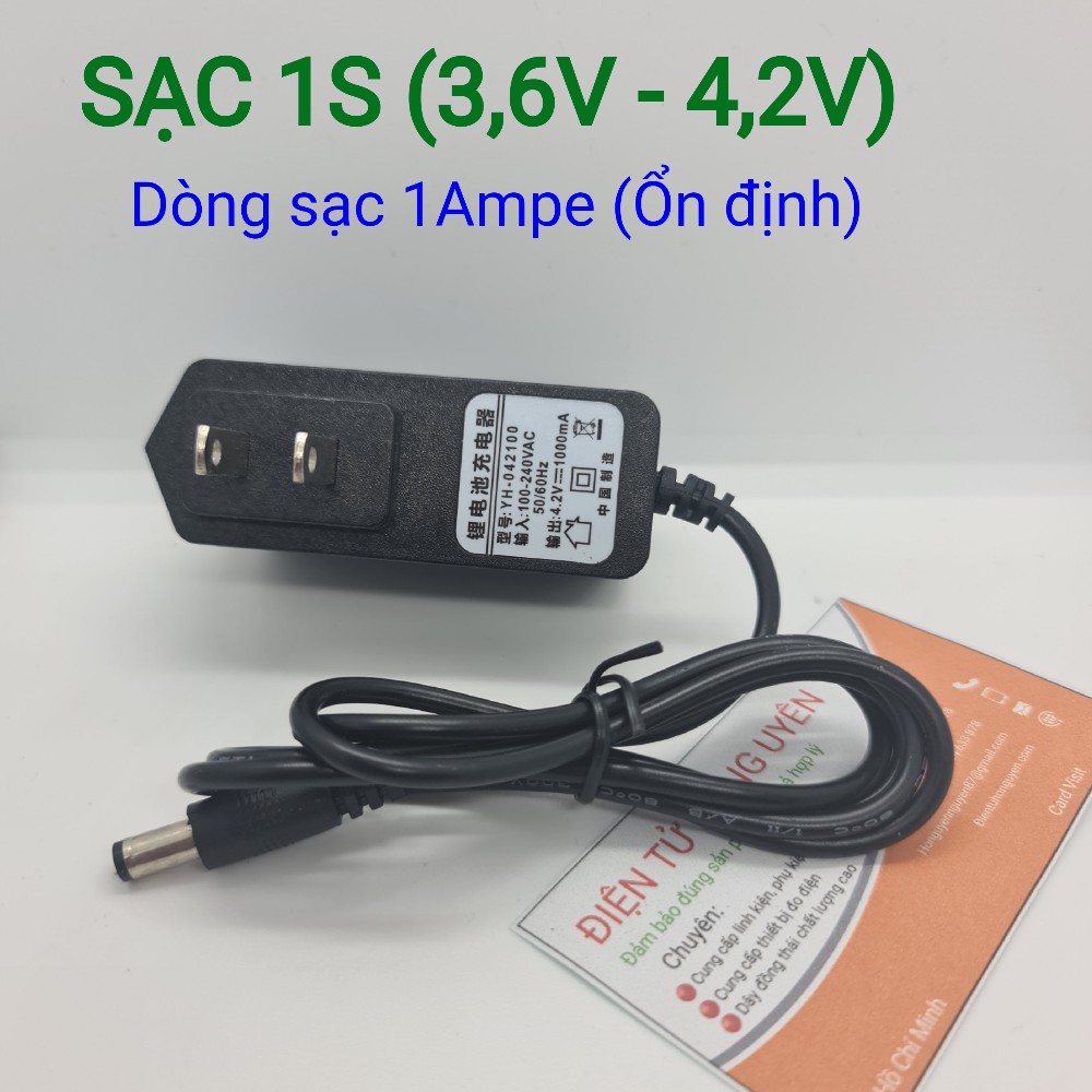 Sạc pin Lithium 4,2V. Sạc 1S  Dòng sạc chuẩn 1Ampe, Sạc pin nhanh đầy, Có đèn báo sạc pin