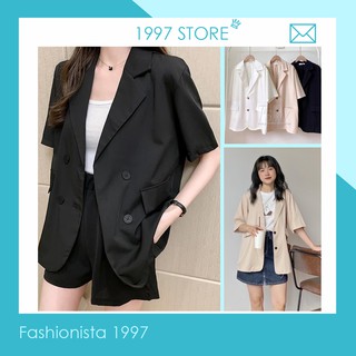 Áo Blazer - Vest Cộc Tay Dáng Rộng Chất Mát - Áo Blazer ngắn tay Wado màu trơn cho nữ, Áo Blazer Vest Nữ 1 Lớp Khoác Ng