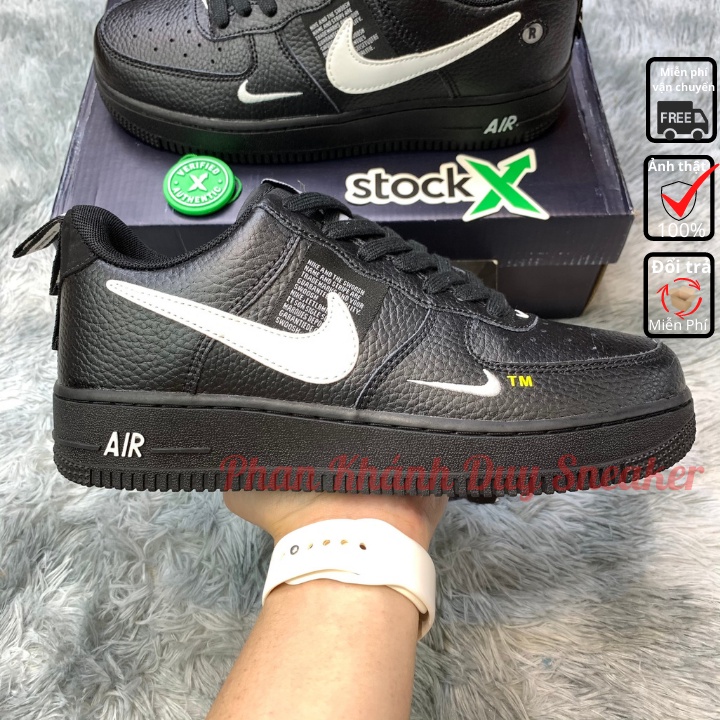 Giày nike đen air force 1 lv8 utility black gs overbranding AR1708-001